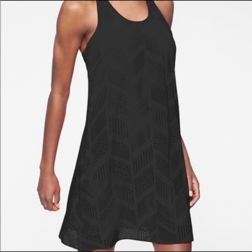 Athleta Brookfield Laser Cut Racerback Black Dress S